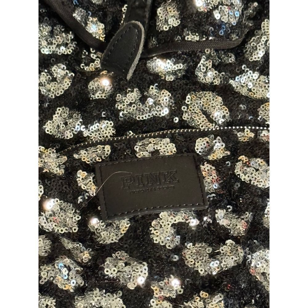 Victorias secret VS pink leopard cheetah sequin bling backpack + pouch - Picture 11 of 11